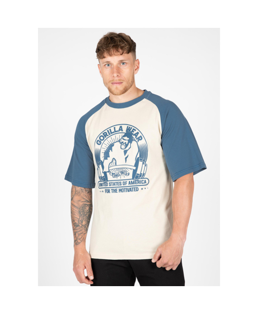 Logan Oversized T-Shirt Beige/Blue
