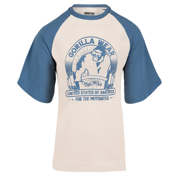 Logan Oversized T-Shirt Beige/Blue