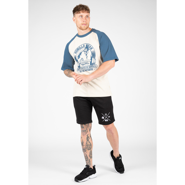 Logan Oversized T-Shirt Beige/Blue