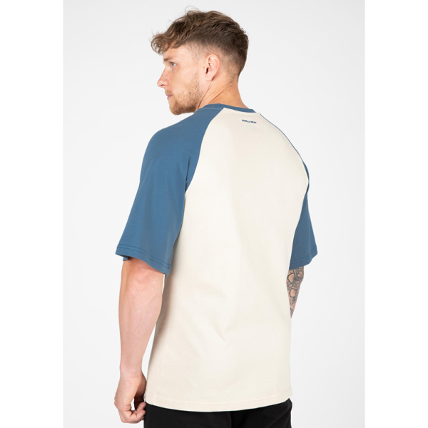 Logan Oversized T-Shirt Beige/Blue